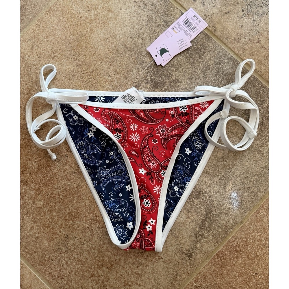 Wild Fable Women's Reversible Contrast Binding Side-Tie Bikini Bottom Sz S(4-6)